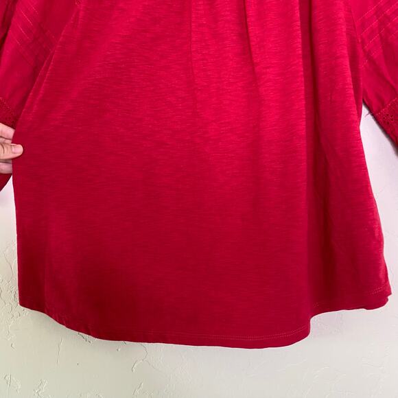 Draper James RSVP Red Balloon Sleeve Blouse Large - Picture 4 of 10